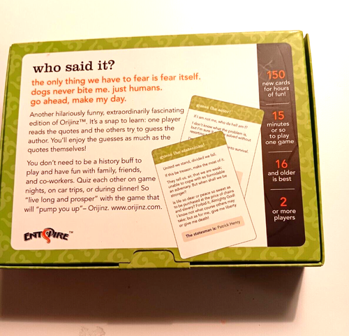 New Sealed Orijinz Quotes Game First Edition 16 Years and Older 2 + Players - Picture 3 of 3