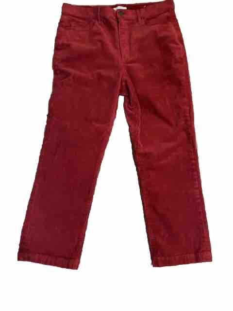 Loft Straight Corduroy Pants Woman's Size 31 Ruby Rust Washed Not