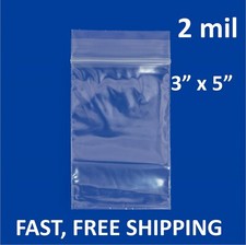 3"x 5" CLEAR 2 MIL ZIP SEAL BAGS POLY PLASTIC RECLOSABLE LOCK MINI SMALL BAGGIES