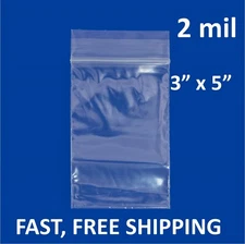 3"x 5" CLEAR 2 MIL ZIP SEAL BAGS POLY PLASTIC RECLOSABLE LOCK MINI SMALL BAGGIES