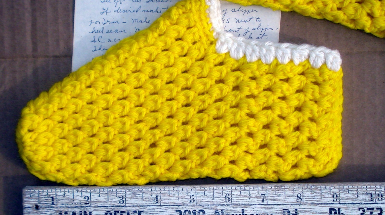 PANTOFOLA D’ORO Pantofole gialle all'uncinetto con istruzioni scritte a mano punto di fagioli