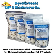 SM & MED Calcium Feeder Shells, Extra Thick for Shrimp, Snails, Crabs, Tropicals