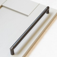Grey Kitchen Cupboard Handles Knurled Long Slim 160mm & 320mm Dark Gunmetal Pull