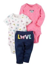 Carters Infant Girls Butterfly Love Baby Outfit 3 Piece Bodysuits  Leggings 3m