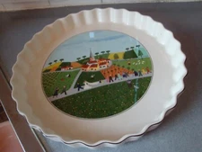 FAB VILLEROY & BOCH NAIF WEDDING PROCESSION FLUTED QUICHE PIE TART DISH 11.5"