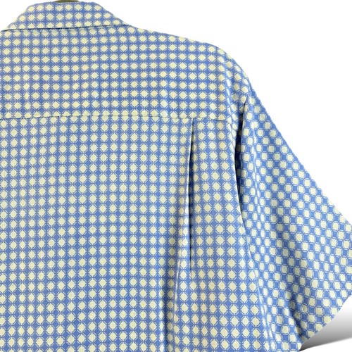Vintage Silk Circa 1969 Shirt Mens Sz L Blue Geometric Short Sleeve Button Up - Picture 5 of 9