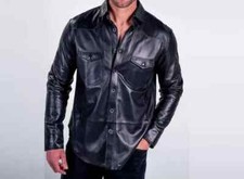 Authentic Men's Black Premium Lambskin Leather Fully Lined Leather Shirt Jacket