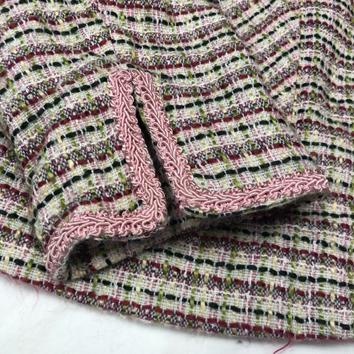 Robert Louis Women's Tweed Jacket Beige Pink Striped Open Front Pockets M - Picture 4 of 9