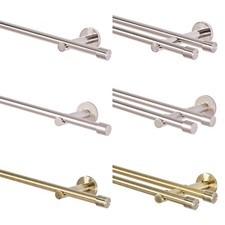 Gardinenstange 16mm Einläufig Zweiläufig Silber Gold Edelstahloptik Wandmontage