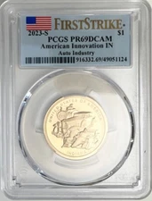 2023 S Proof Indiana Innovation Dollar PCGS PR 69 DCAM First Strike Label