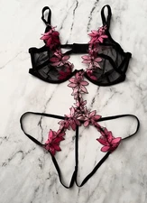 Victorias Secret Nwt Ziggy Glam Embroidered Unlined Cutout Bodysuit Teddy XL