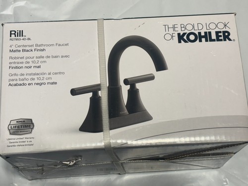 KOHLER Rill Matte Black 4" centerset Bathroom Sink Faucet w/ Drain R27953-4D-BL