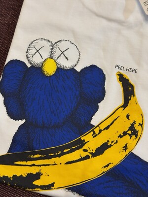 T-Shirt UNIQLO x KAWS x ANDY WARHOL Blue White L Shirt New Style Banana Art