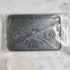 Vintage NRA Whittington Center Shooting For Our Future Cross Rifles Belt Buckle