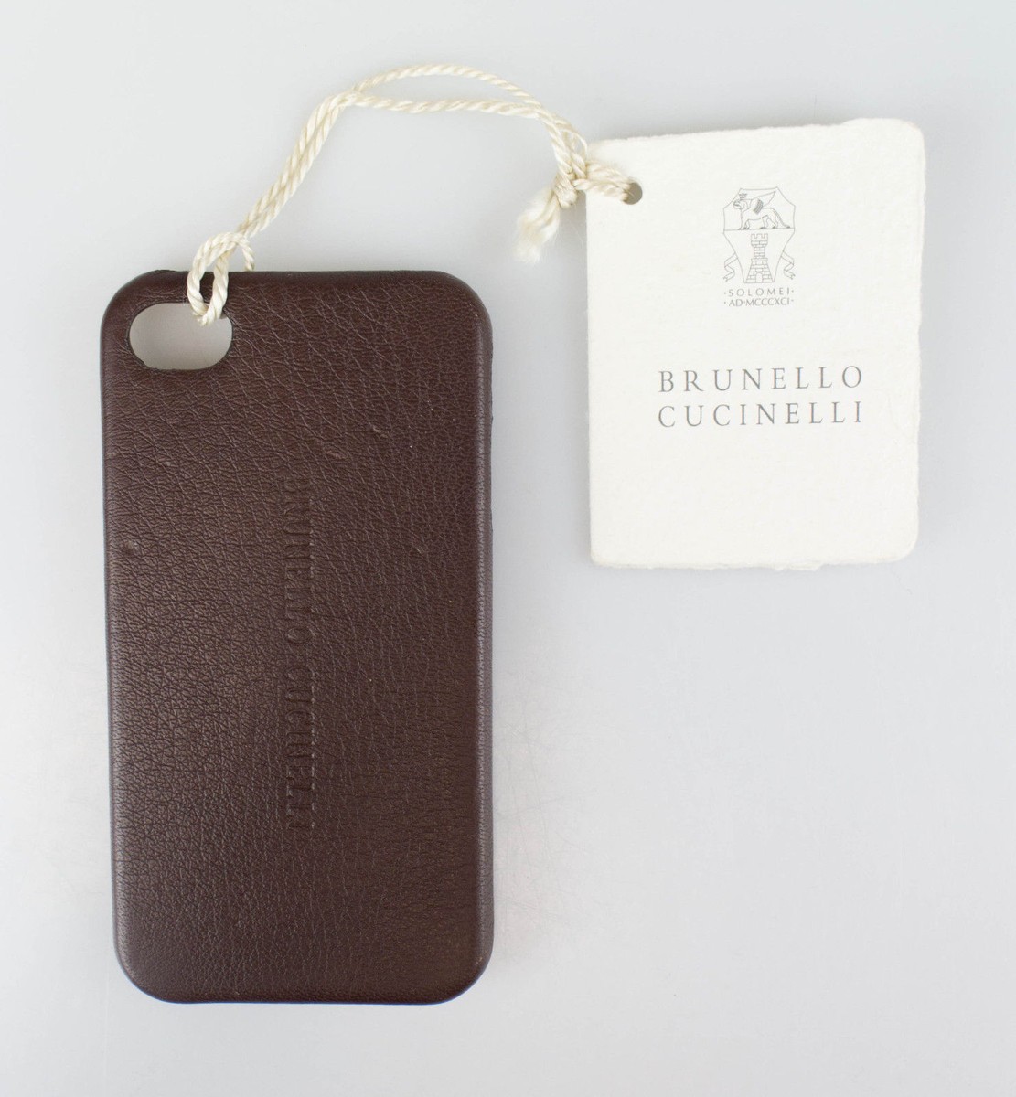 brunello cucinelli iPhoneケース　保護　タブレットケース New BRUNELLO CUCINELLI Brown Pebbled Leather Iphone Case