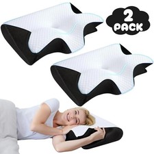 Memory Foam Neck Pillow, 2 Count of Breathable  Washable pillows