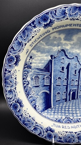 1982 Westraven Delfts 13.5" Curacao Synagogue 1732 Charger Hanging Plate Blue - Picture 3 of 8
