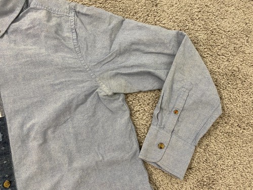 Five Four Button Down Shirt Mens Large Denim Blue Casual Office Cotton - Picture 2 of 16