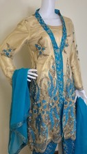 Pakistani Indian Salwar Kameez Party Wear Embroidery Formal Suit Size S and M