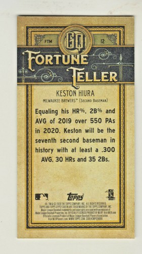 2020 Topps Gypsy Queen FORTUNE TELLER MINI FTM-12 KESTON HIURA Milwaukee Brewers - Picture 2 of 2