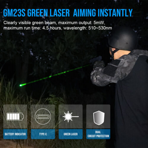 Trustfire GM23S 800 Lumen Grün . Strahl LED Taschenlampe für Picatinny & Glock - Bild 2 von 16