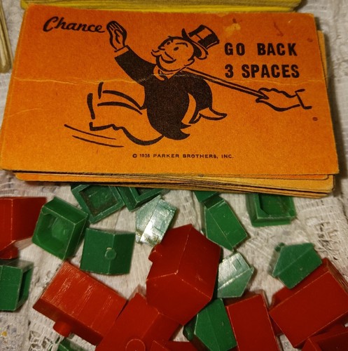 Vintage Rare 1936 Monopoly Game Pieces~ Tokens Cards Deeds Money Houses Hotels - Picture 4 of 5