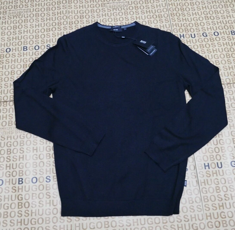 Hugo Boss black crew merino wool knited cardigan jumper pullover top £119 M L - Image 4 of 4