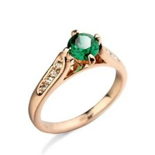 Rose Gold finish Solitaire Dress Ring w Colour Cubic Zirconia + Box + Gift Bag