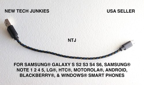 SHORT 8" Braided MICRO USB power cord Charger Cable for Galaxy s3 s4 s6 s6+ s7 - Picture 18 of 20