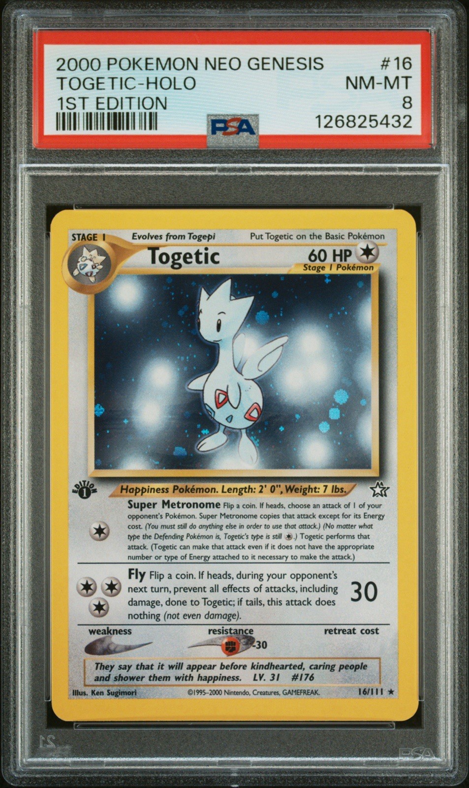 2000 POKEMON NEO GENESIS 1ST EDITION #16 TOGETIC-HOLO 1ST EDITION PSA 8