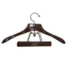 Vintage WALKER PRODUCTS SETWELL wood suit clothes hanger 14k plated made in USA