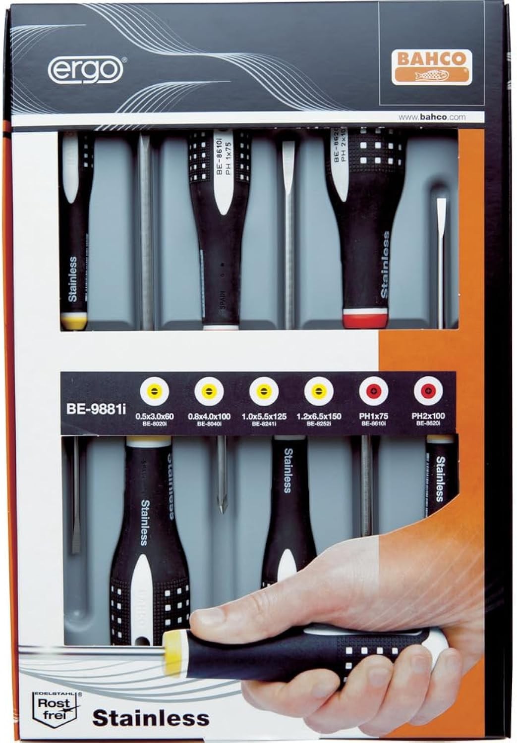 Bahco BE-9881I Ergo Screwdriver Set 6 Piece Slotted Phillips Screwdrivers - Image 3