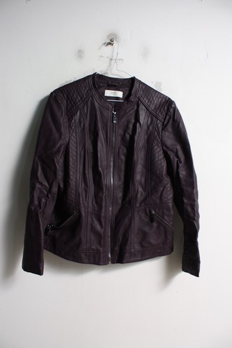 Wallis Damen Kunstleder Bikerjacke - Lila - Größe 16 (E77)