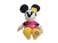 Disney Store Minnie Mouse Plush Pink Dress Yellow Flower Flowerpot Patch Stuffed
