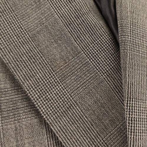 VTG Prince of Wales Jacket M MT Gray Check 100% Wool Hopsack Double Breasted 40L - Picture 8 of 18