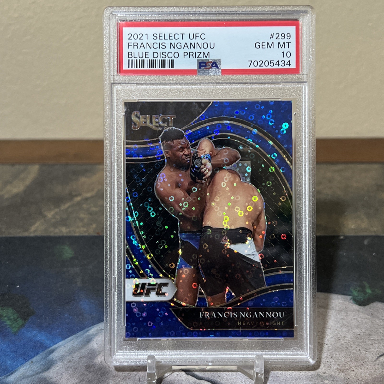 Francis Ngannou 2021 Panini Select UFC #299 Blue Disco Prizm #/99 PSA 10 GEM