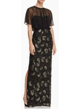 BHLDN Aidan Mattox Addiena Dress Appliqué Gown | Size 8 | Black