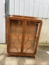 Antique Art deco Walnut display cabinet - glass - RETRO VINTAGE - We deliver