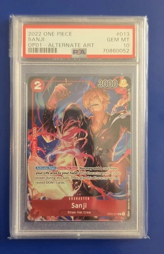 One Piece TCG Sanji OP01-013 Romance Dawn Alternate Art PSA 10