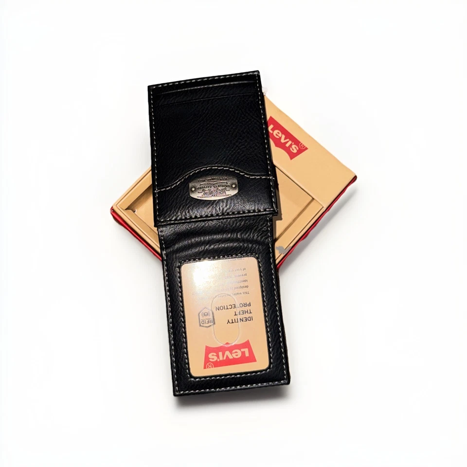 NUEVO Levi’s Cartera de Bolsillo Frontal para Hombres Clip Magnético para Dinero Bloque RFID Negro Foto 4 de 4