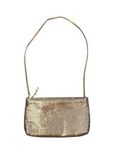 Vintage Gold Tone Metal Mesh Evening Shoulder Bag Zipper Closure Hong Kong
