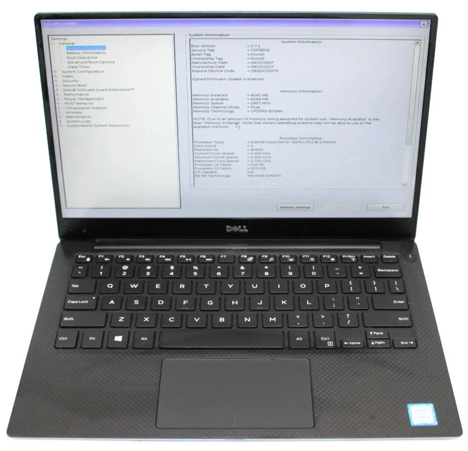 Dell XPS 13 9360 Intel Core i7 7th Gen. PC Laptops & Netbooks 256