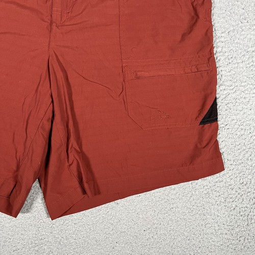 LL Bean Shorts Mens XL Rust Brown Belted 9" Mesh Lined Outdoor Logo Nylon Hiking - Picture 4 of 10