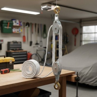 SoB Pulley Hoist with 7:1 Lifting Power - Ideal for Garage & Construction Use