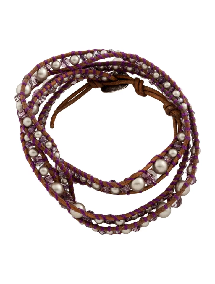 Pulsera envolvente de plata de ley 925 Chan Luu joyería de perlas de imitación y cristal Foto 3 de 4