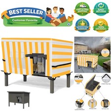 Durable Feral Cat Shelter Cover with Hidden Zipper and UV Protection - Orange