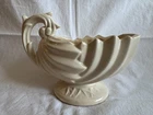 VINTAGE  1940’s MCCOY POTTERY BONE WHITE SHEL VASE/PLANTER CORNUCOPIA