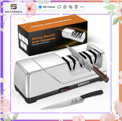 Electric Knife Sharpener 3 Stage Diamond Abrasive 15° Fast Kitchen Tool