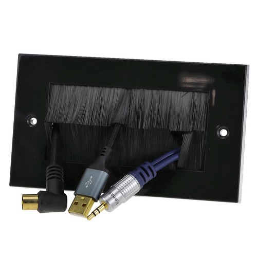 BRUSH Faceplate Cable Exit/Entry/Wall Single/Double Gang Black/White/1 or 2 Gang - Afbeelding 27 van 32