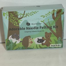 Wool Queen Needle Felting Kit Hedgehog-Tedbear-Sheep-Cat Age 6 NIB Free Ship